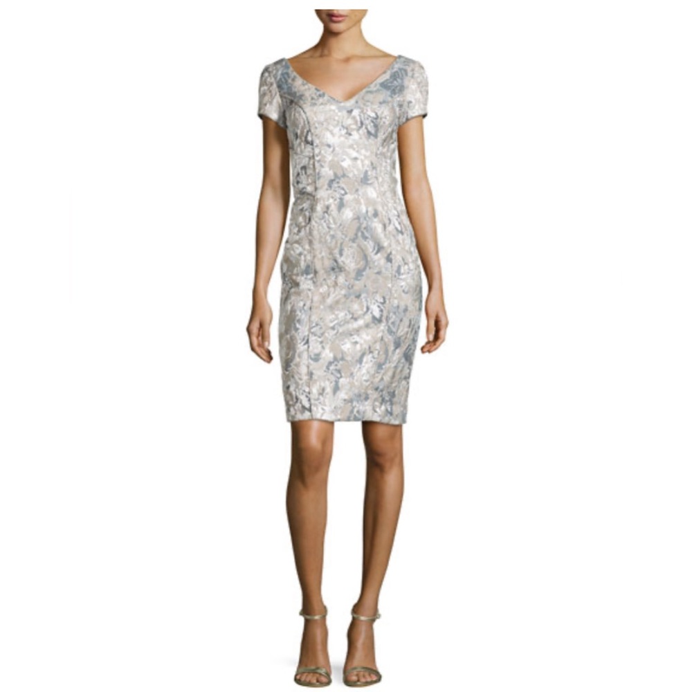 #403 THEIA Brocade Jacquard Floral Dress size 12